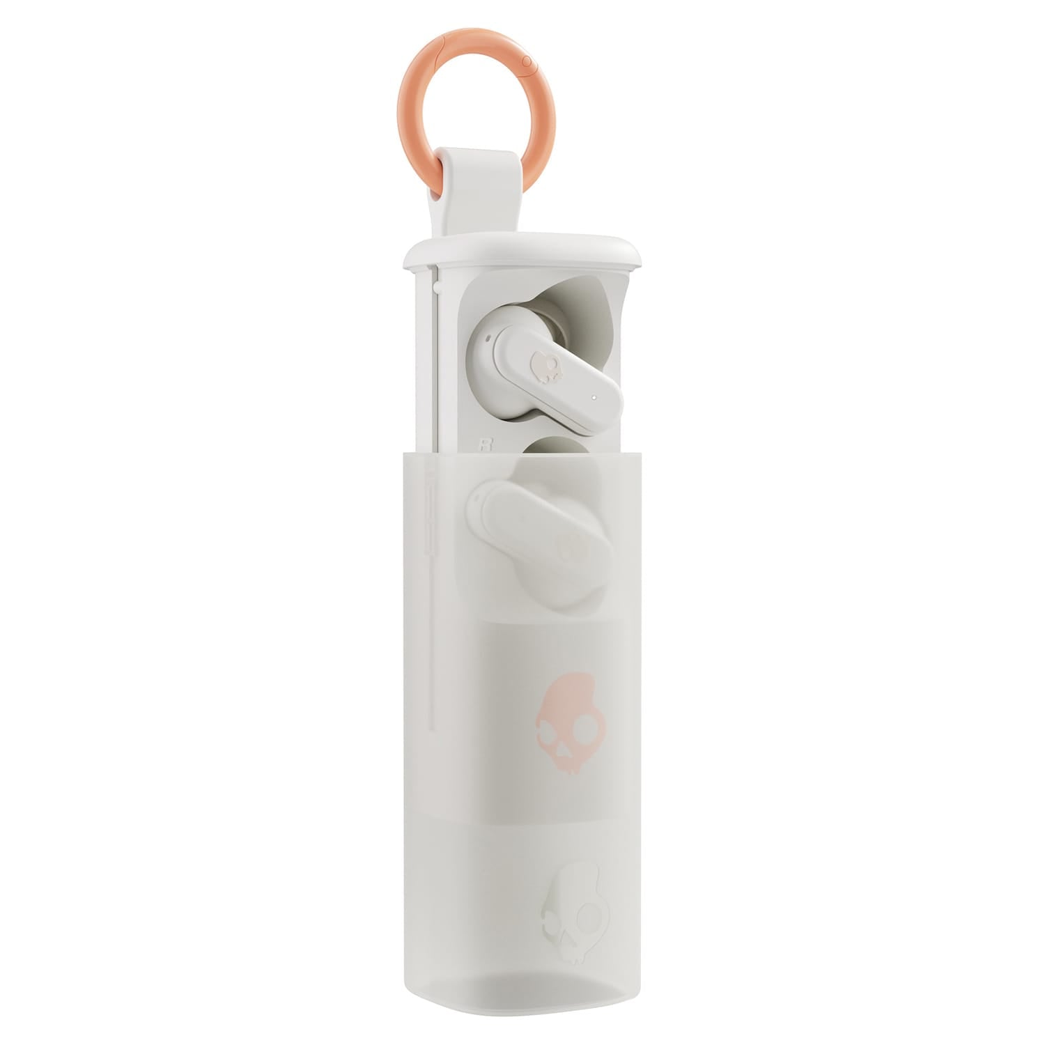 Skullcandy Dime Evo TWS Bluetooth In-Ear Earbuds with Mic and Charging Case, up to 36 Hours Play Time, IPX4 Water-Resistant, Bone/Orange Glow