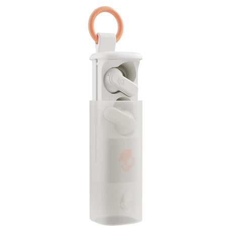 Skullcandy Dime Evo TWS Bluetooth In-Ear Earbuds with Mic and Charging Case, up to 36 Hours Play Time, IPX4 Water-Resistant, Bone/Orange Glow