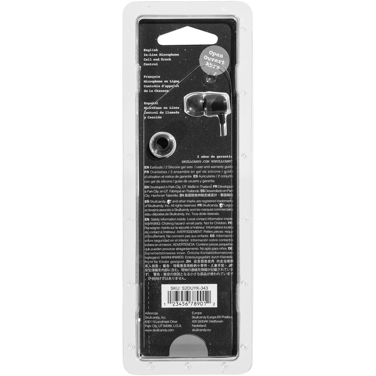 Skullcandy Jib Wired In-Ear Earbuds with In-Line Mic and 3.5-mm Connector, Black