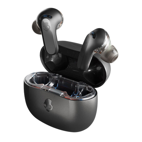 Skullcandy Rail ANC TWS Bluetooth In-Ear Earbuds with Mics and Charging Case, up to 38 Hours Play Time, IPX4 Sweat/Water-Resistant, True Black