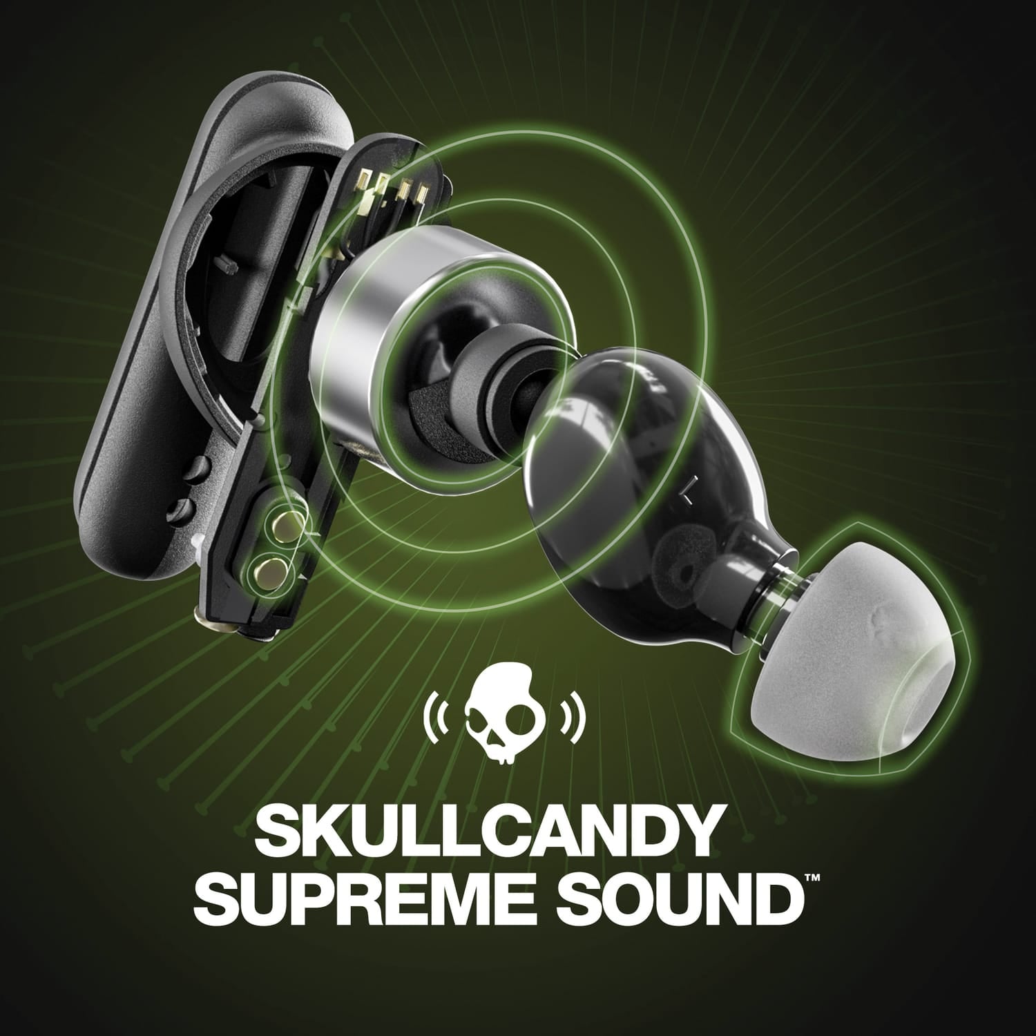 Skullcandy Smokin’ Buds TWS Bluetooth In-Ear Earbuds with Mic and Charging Case, up to 20 Hours of Play Time, IPX4 Sweat-Resistant, True Black
