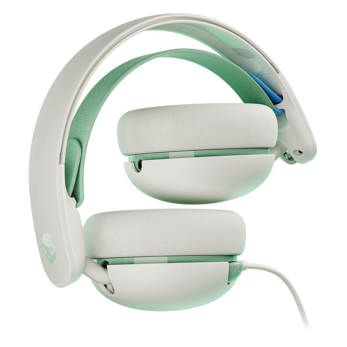 Skullcandy Grom Wired Kids Folding Over-Ear Headphones with Mic, Shareable Audio Port, and 3.5-mm Connector, Volume Limited, Bone Seafoam