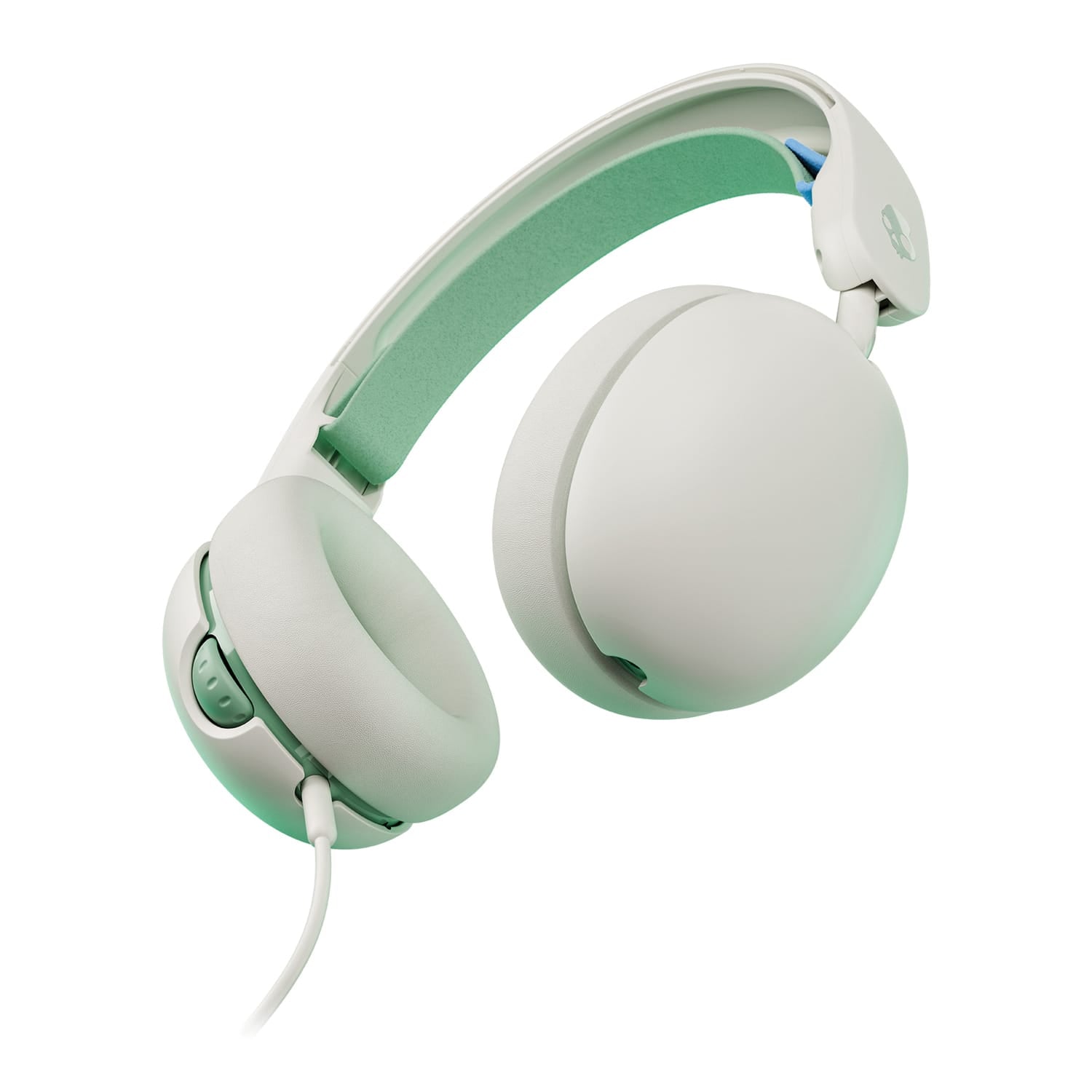 Skullcandy Grom Wired Kids Folding Over-Ear Headphones with Mic, Shareable Audio Port, and 3.5-mm Connector, Volume Limited, Bone Seafoam