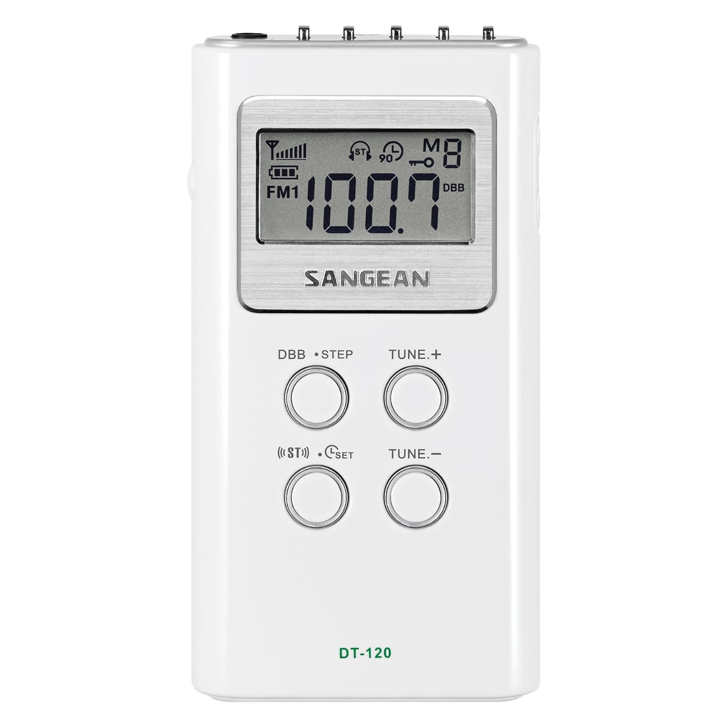 Sangean Portable Pocket AM/FM Digital Clock Radio, White