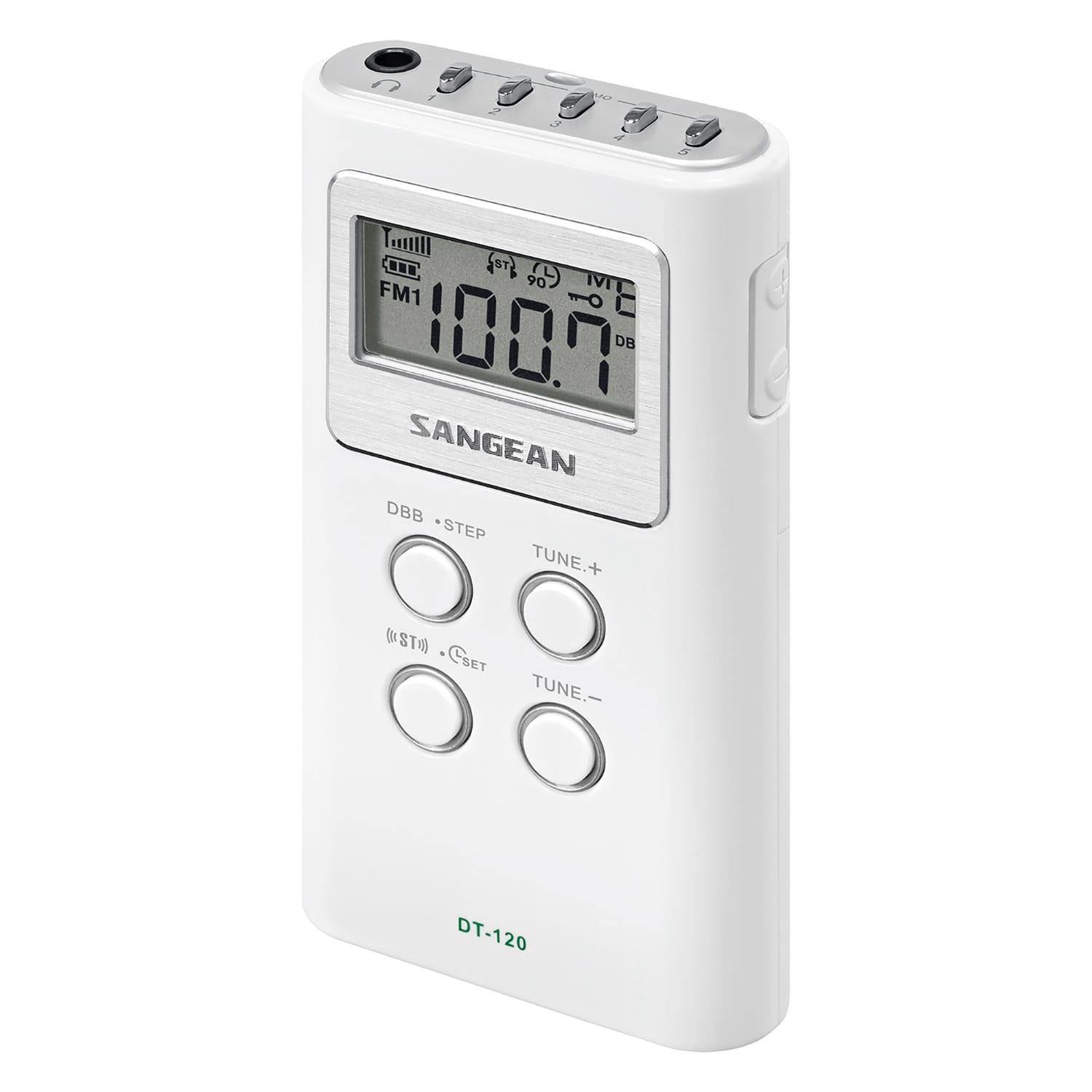 Sangean Portable Pocket AM/FM Digital Clock Radio, White