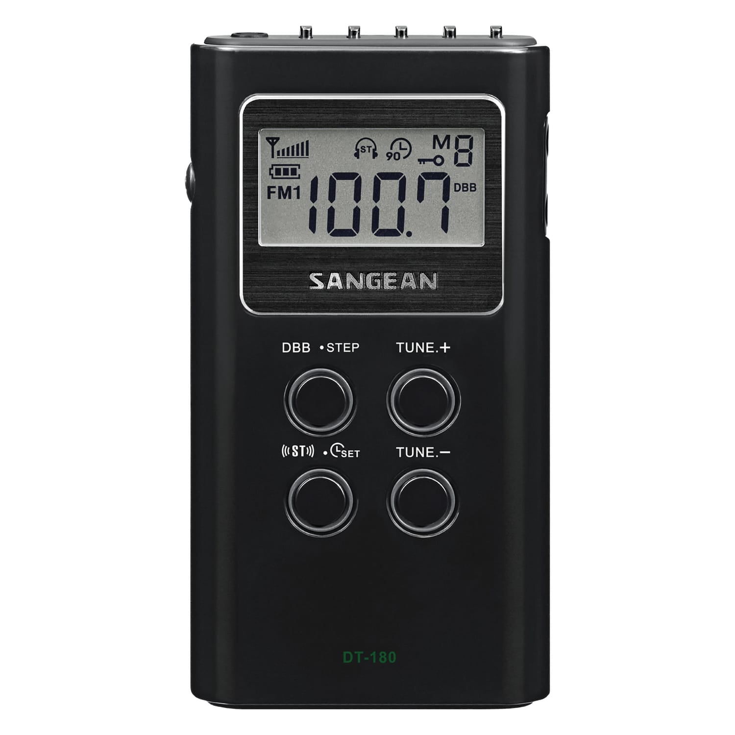 Sangean Portable Pocket AM/FM Digital Clock Radio, Black