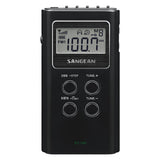 Sangean Portable Pocket AM/FM Digital Clock Radio, Black