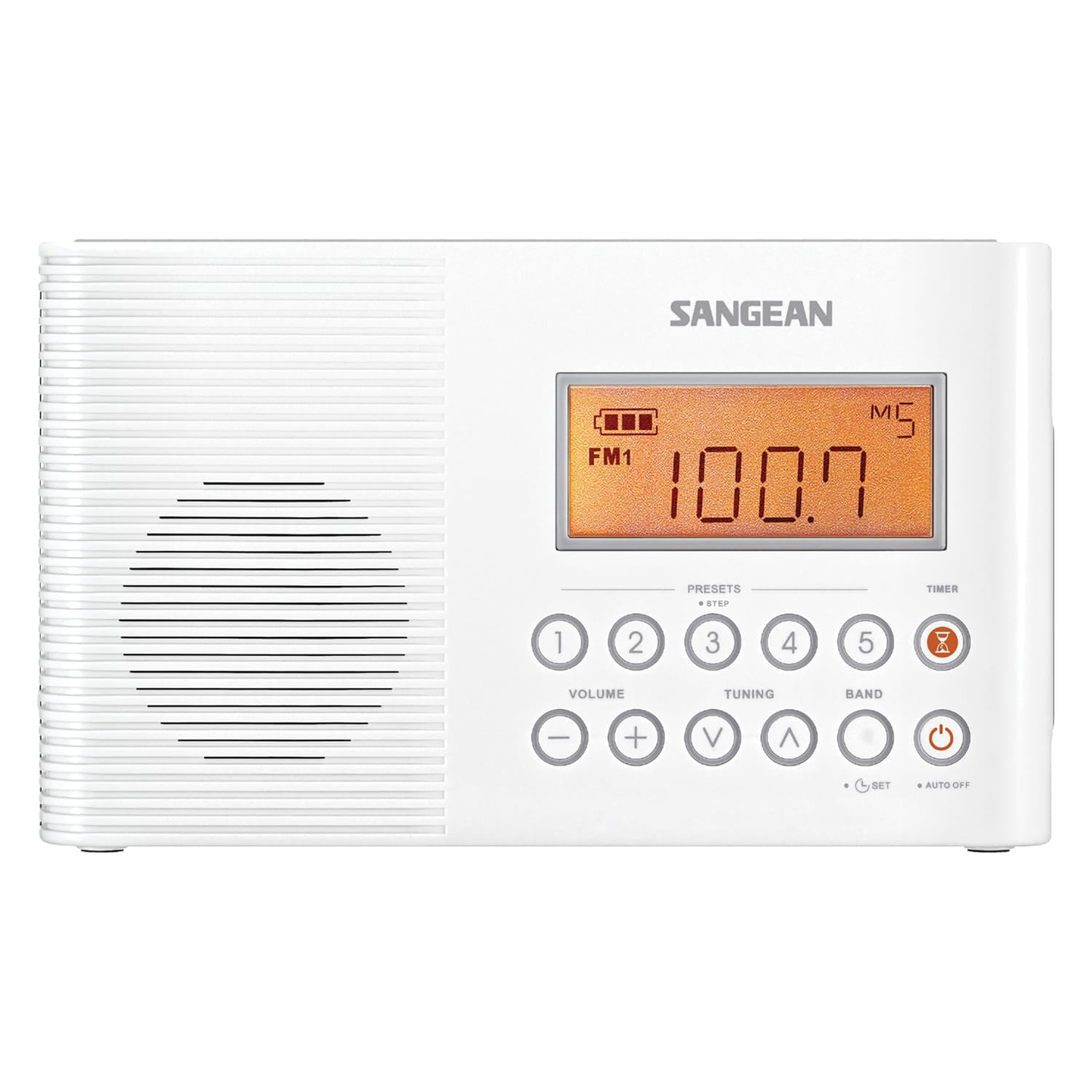 Sangean H201 Portable 3-Band AM/FM/Weather-Alert Water-Resistant Shower Clock Radio