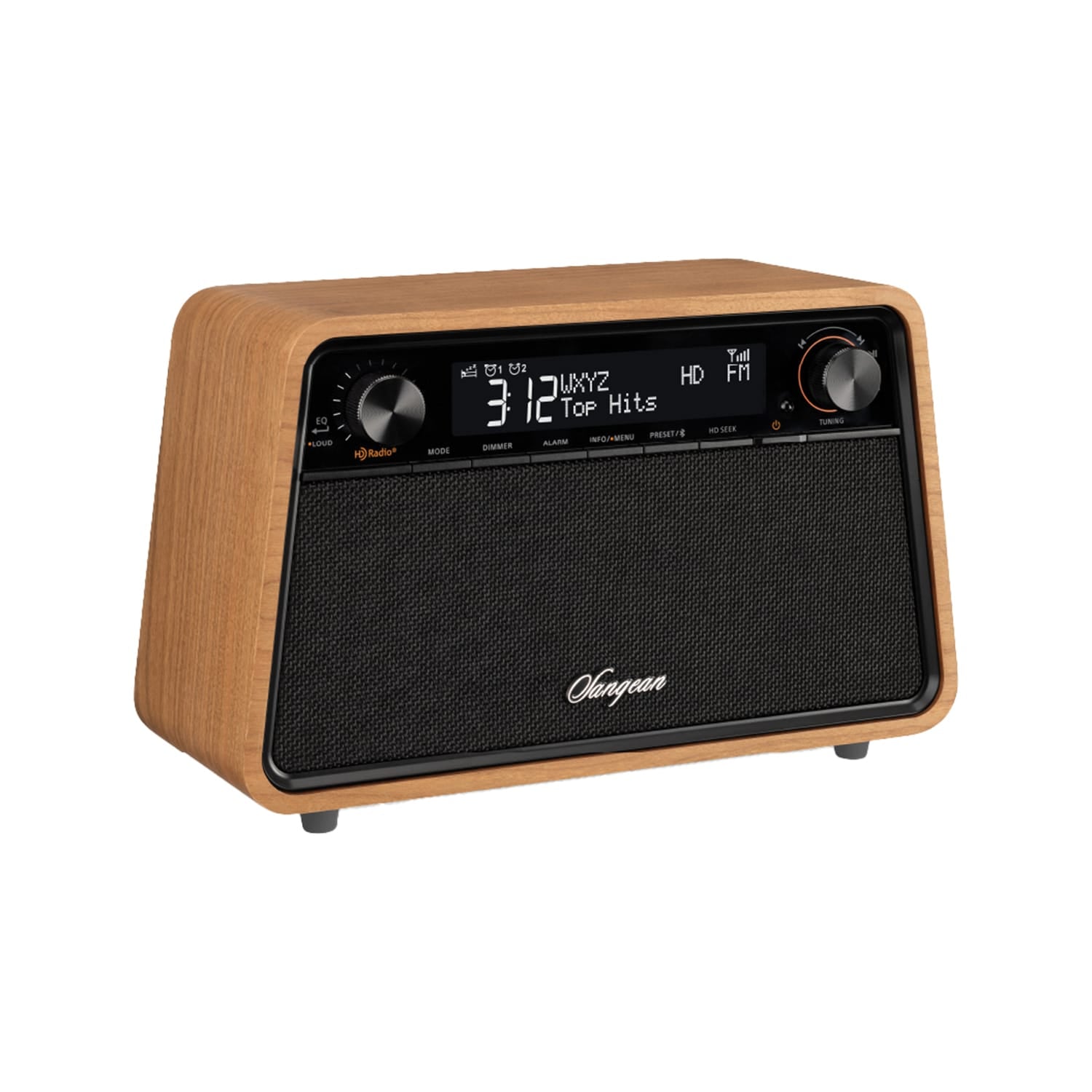 Sangean HD Radio/AM/FM-RDS/Bluetooth Wooden Cabinet Tabletop Radio, Natural Cherry, HDR-19