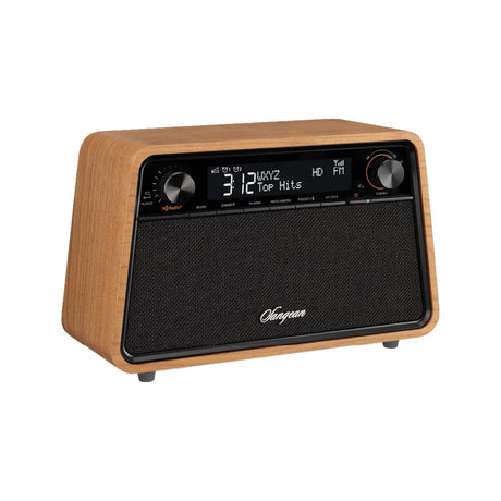 Sangean HD Radio/AM/FM-RDS/Bluetooth Wooden Cabinet Tabletop Radio, Natural Cherry, HDR-19