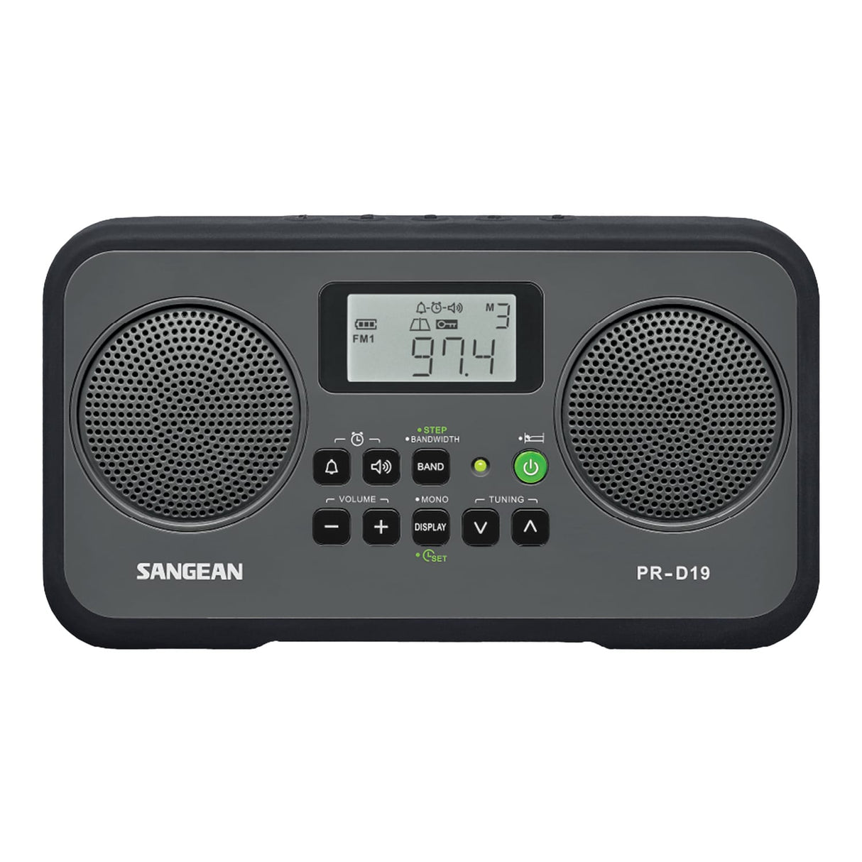 Sangean AM/FM Stereo Digital Tuning Portable Radio, PR-D19, Gray with Black Protective Bumper