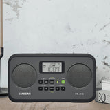 Sangean AM/FM Stereo Digital Tuning Portable Radio, PR-D19, Gray with Black Protective Bumper