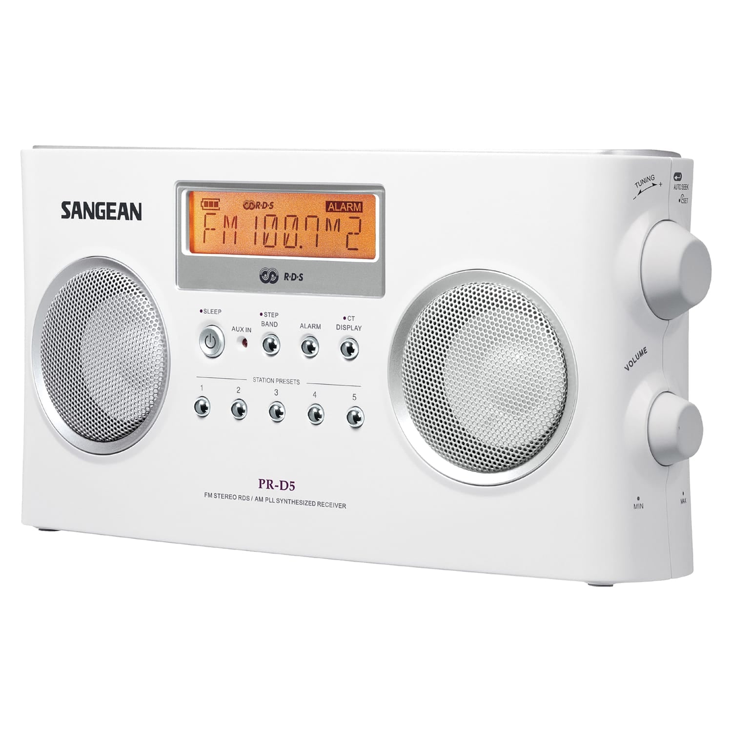Sangean PR-D5 FM-Stereo/AM Portable Digital-Tuning Radio, White
