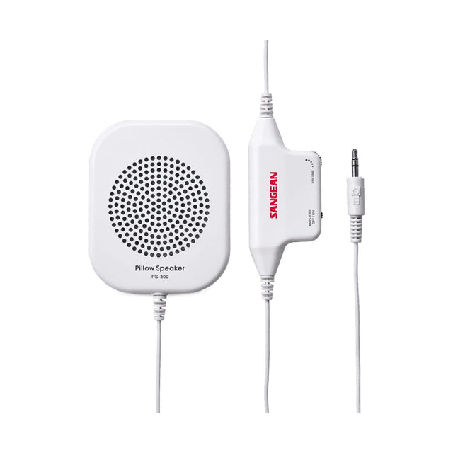 Sangean Pillow Speaker with In-Line Volume Control and Amplifier, White, PS-300