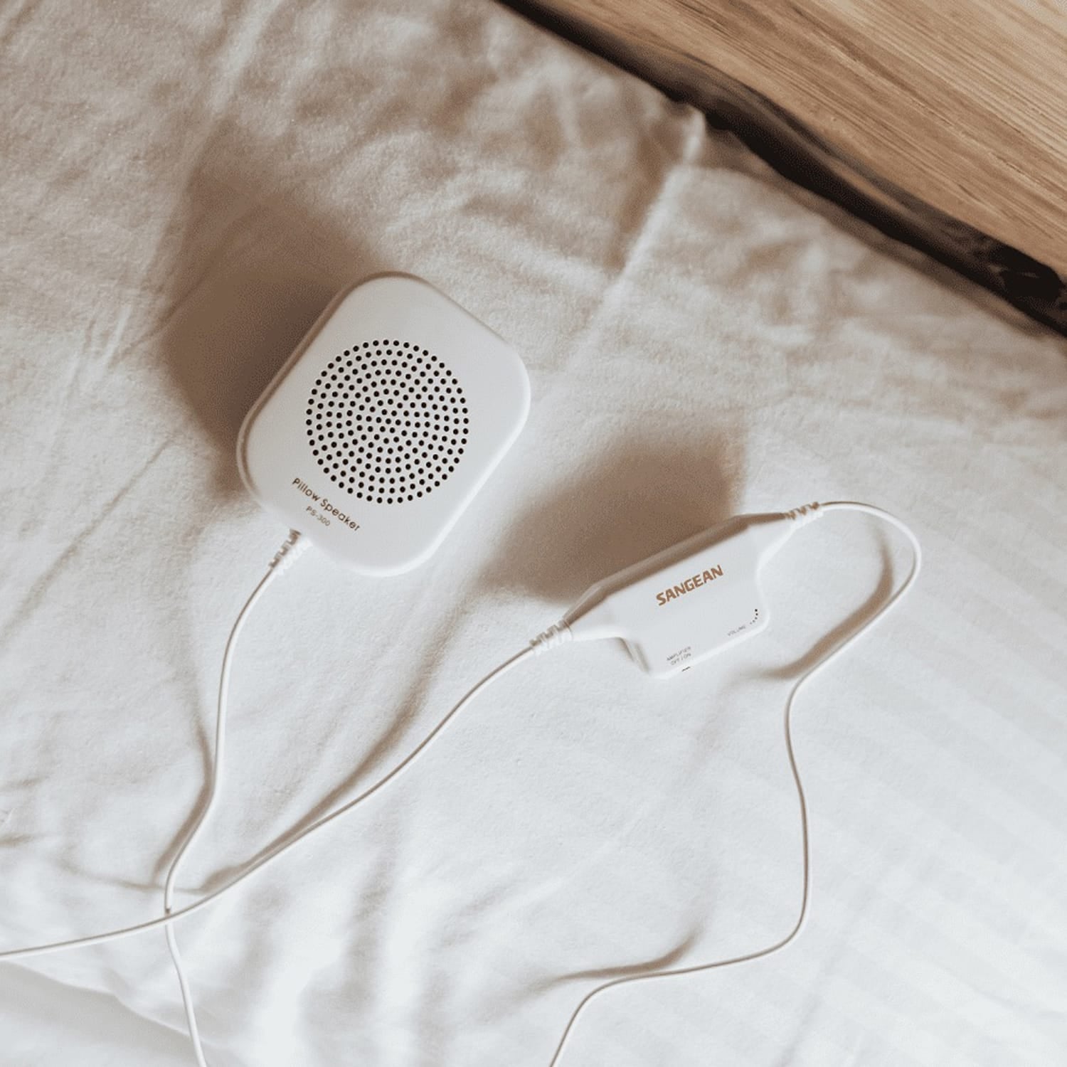 Sangean Pillow Speaker with In-Line Volume Control and Amplifier, White, PS-300