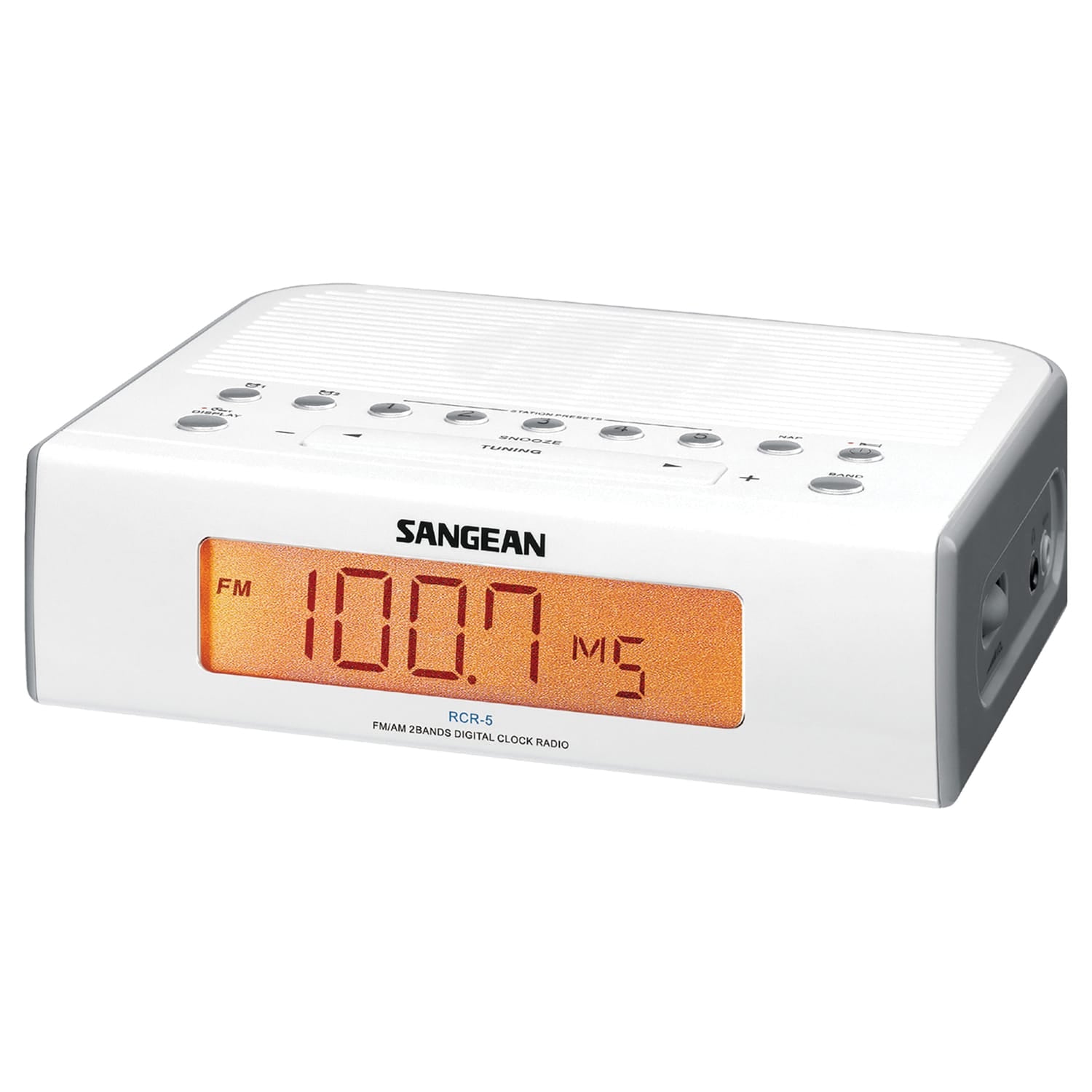 Sangean Digital AM/FM Alarm Clock Radio, White