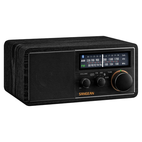 Sangean SG-118 Tabletop Retro Wooden Cabinet AM/FM Analog Radio Receiver with Bluetooth