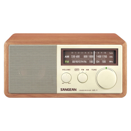 Sangean WR-11 Hi-Fi Tabletop Retro Wooden Cabinet AM/FM Analog Radio Receiver