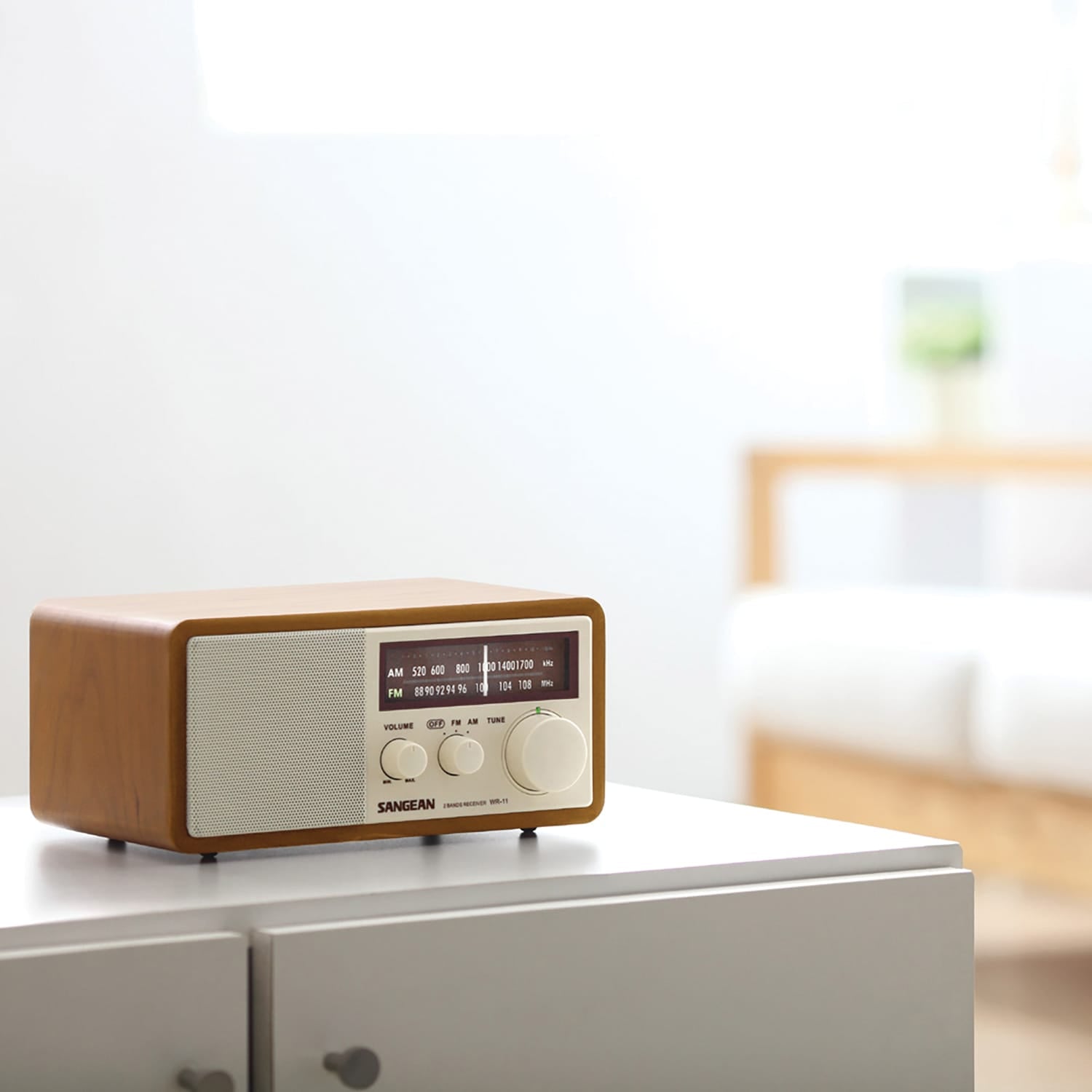 Sangean WR-11 Hi-Fi Tabletop Retro Wooden Cabinet AM/FM Analog Radio Receiver