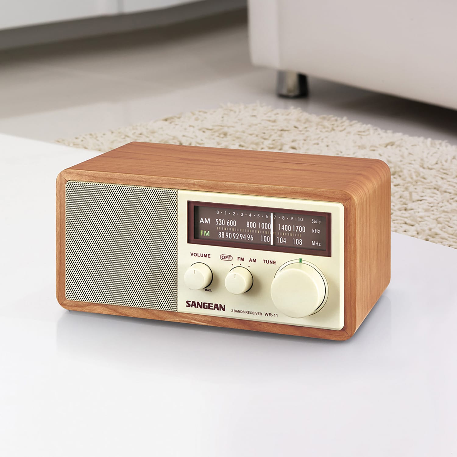 Sangean WR-11 Hi-Fi Tabletop Retro Wooden Cabinet AM/FM Analog Radio Receiver