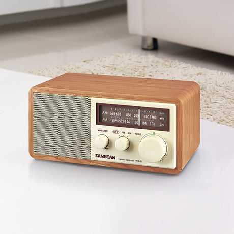 Sangean WR-11 Hi-Fi Tabletop Retro Wooden Cabinet AM/FM Analog Radio Receiver