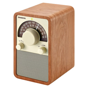 Sangean WR-15 Tabletop Retro Wooden Cabinet AM/FM Analog Radio Receiver, Walnut