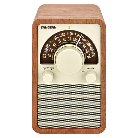 Sangean WR-15 Tabletop Retro Wooden Cabinet AM/FM Analog Radio Receiver, Walnut