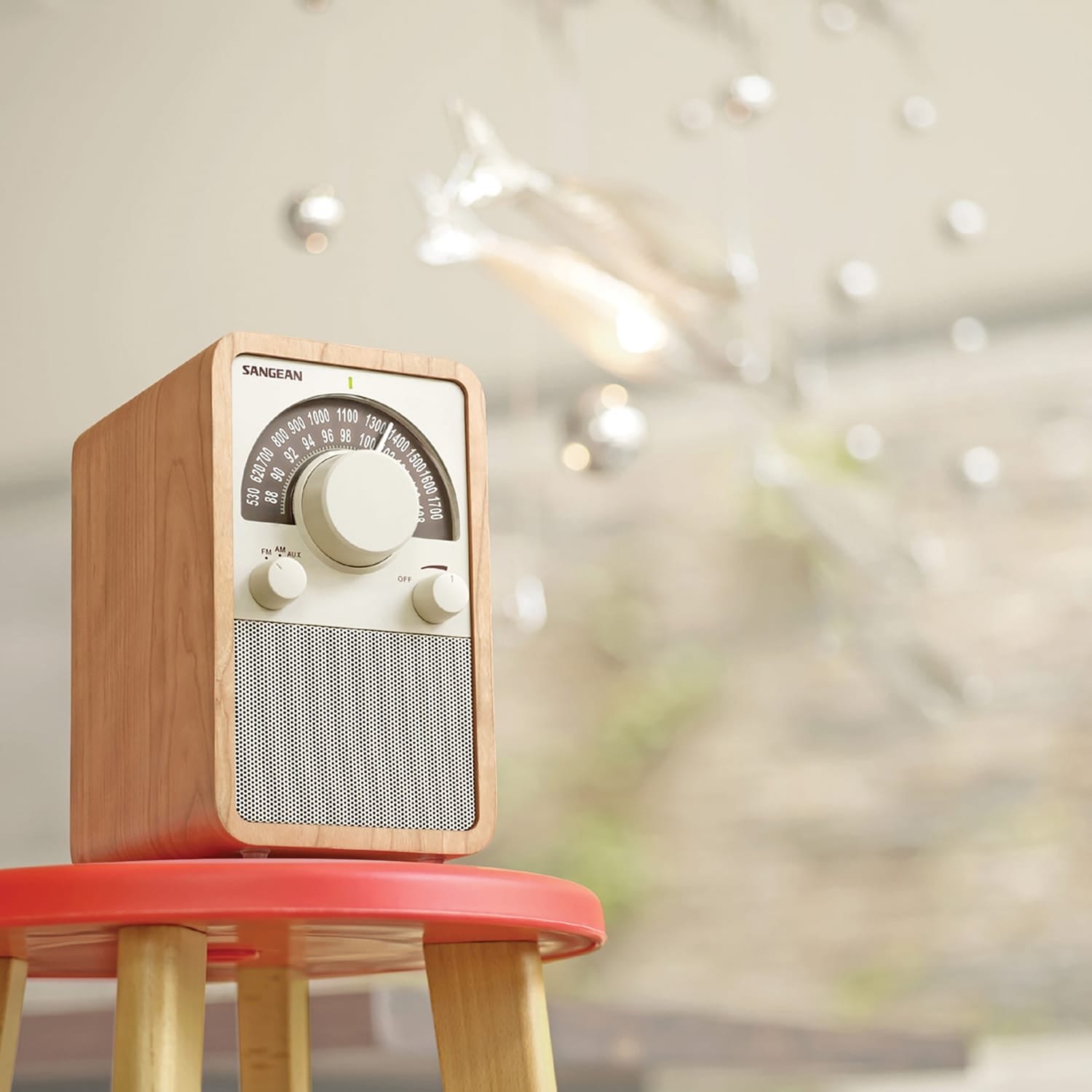 Sangean WR-15 Tabletop Retro Wooden Cabinet AM/FM Analog Radio Receiver, Walnut