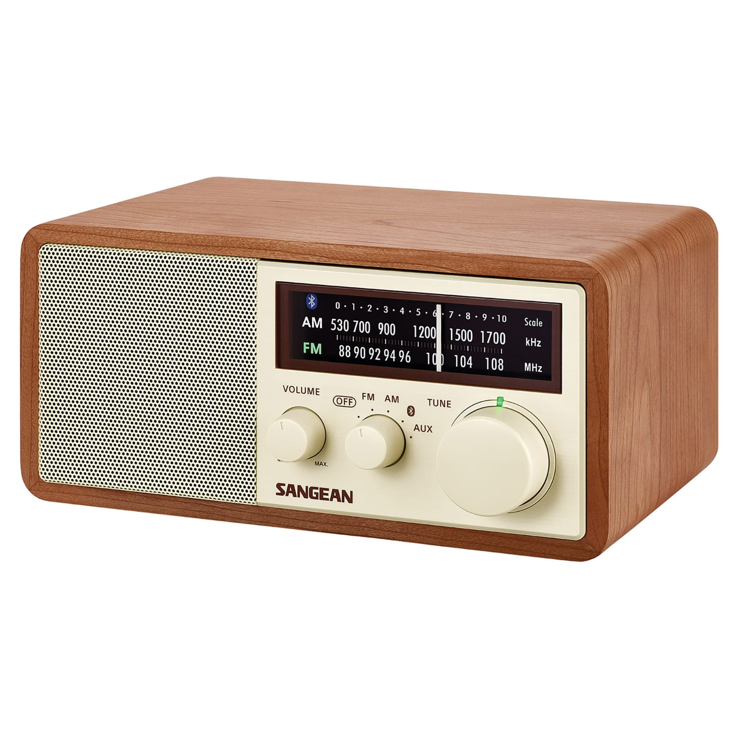 Sangean Bluetooth Tabletop Retro Wooden-Cabinet AM/FM/Aux Radio Receiver, WR-16
