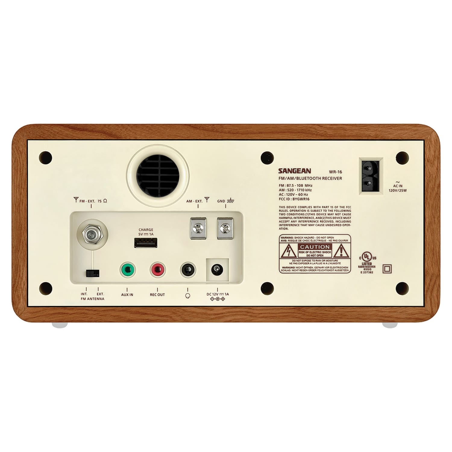 Sangean Bluetooth Tabletop Retro Wooden-Cabinet AM/FM/Aux Radio Receiver, WR-16