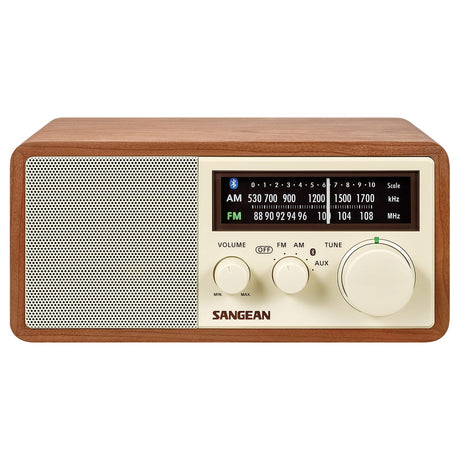 Sangean Bluetooth Tabletop Retro Wooden-Cabinet AM/FM/Aux Radio Receiver, WR-16
