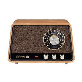Sangean Retro-Style AM/FM/Bluetooth Wooden Cabinet Tabletop Radio, Natural Cherry, WR-55