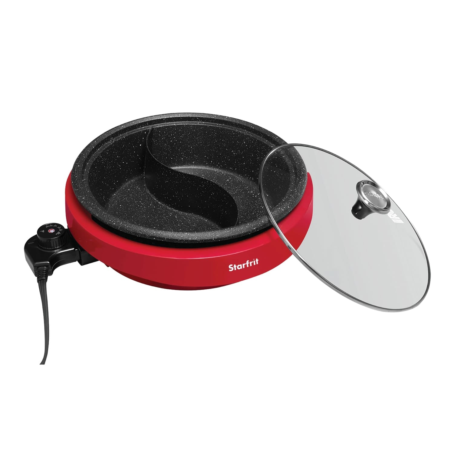 THE ROCK by Starfrit Dual-Sided 3.2-Qt. Electric Hot Pot, Red