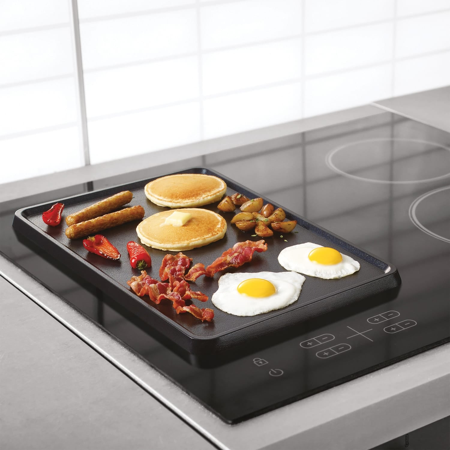 THE ROCK by Starfrit 16.5 In. x 9.75 In. Electric Reversible Grill/Griddle