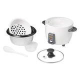 Starfrit 3-Cups Uncooked/6-Cups Cooked 300-Watt Electric Rice Cooker with Ceramic Coating, White