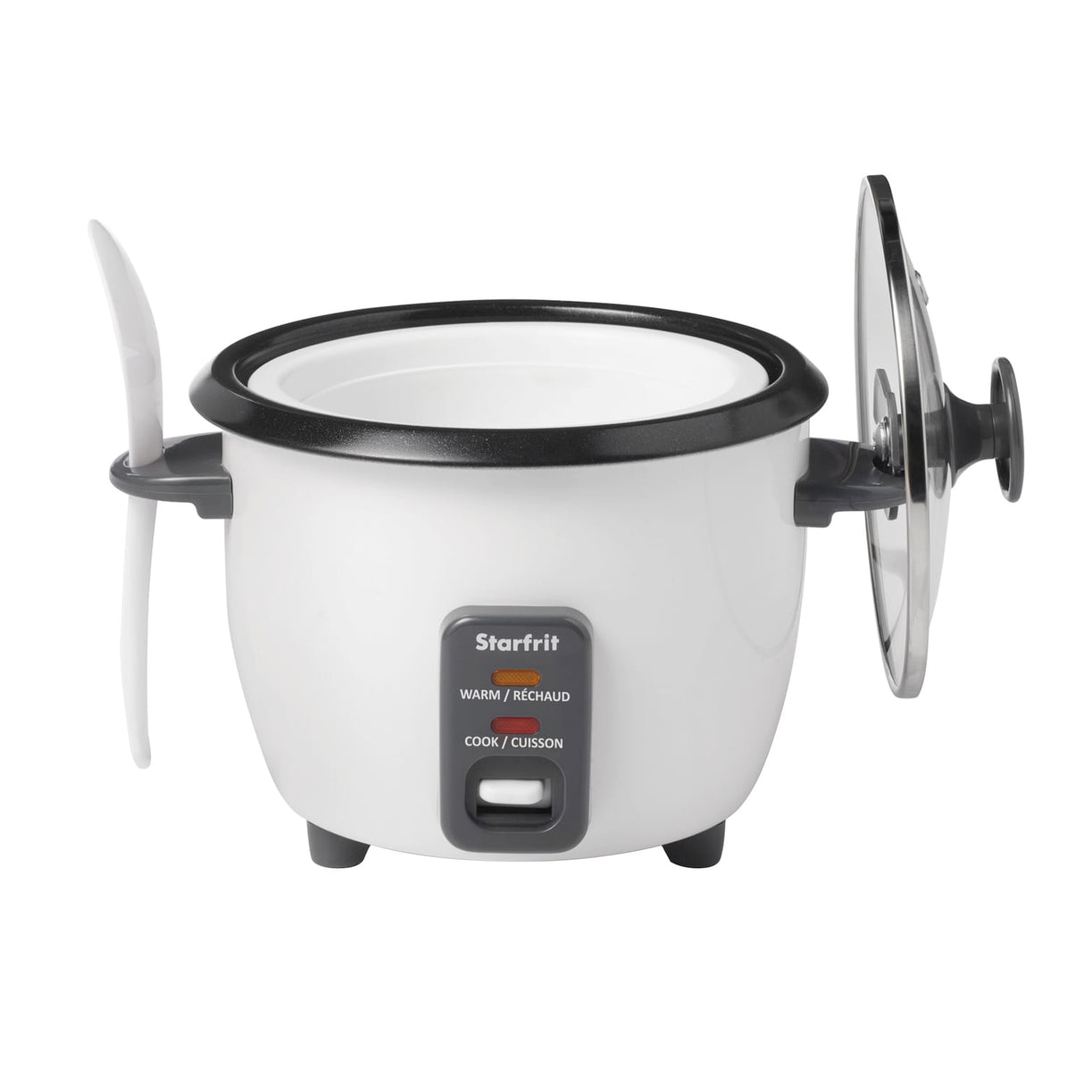 Starfrit 3-Cups Uncooked/6-Cups Cooked 300-Watt Electric Rice Cooker with Ceramic Coating, White