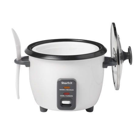 Starfrit 3-Cups Uncooked/6-Cups Cooked 300-Watt Electric Rice Cooker with Ceramic Coating, White