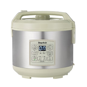 Starfrit 14-Cup Low-Carb Electric Rice Cooker, Green/Gray, with 7 Presets