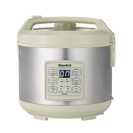 Starfrit 14-Cup Low-Carb Electric Rice Cooker, Green/Gray, with 7 Presets