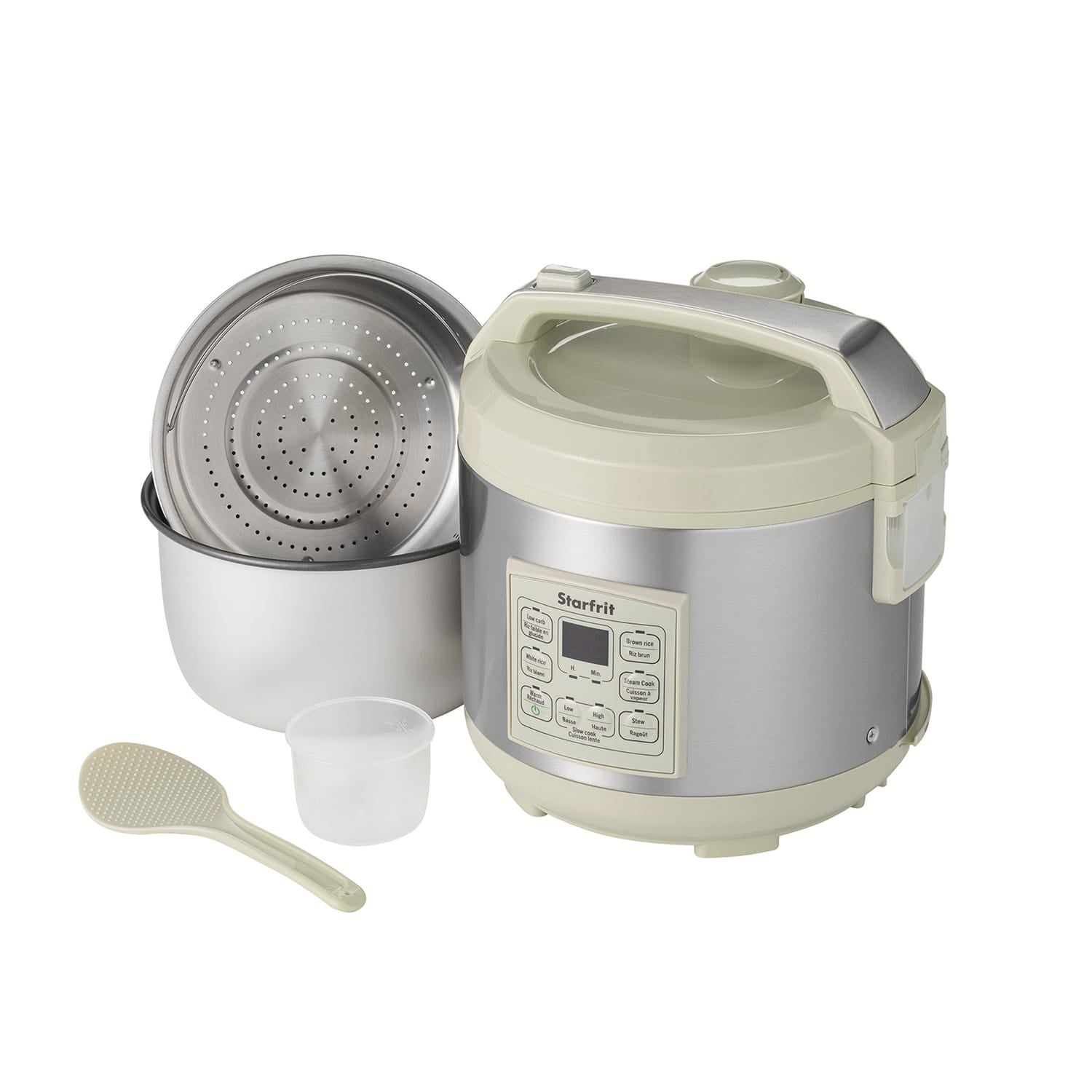Starfrit 14-Cup Low-Carb Electric Rice Cooker, Green/Gray, with 7 Presets