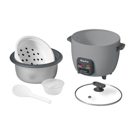Starfrit 10-Cup 400-Watt Electric Rice Cooker with Non-Stick, PFAS-Free Ceramic Pot, Gray