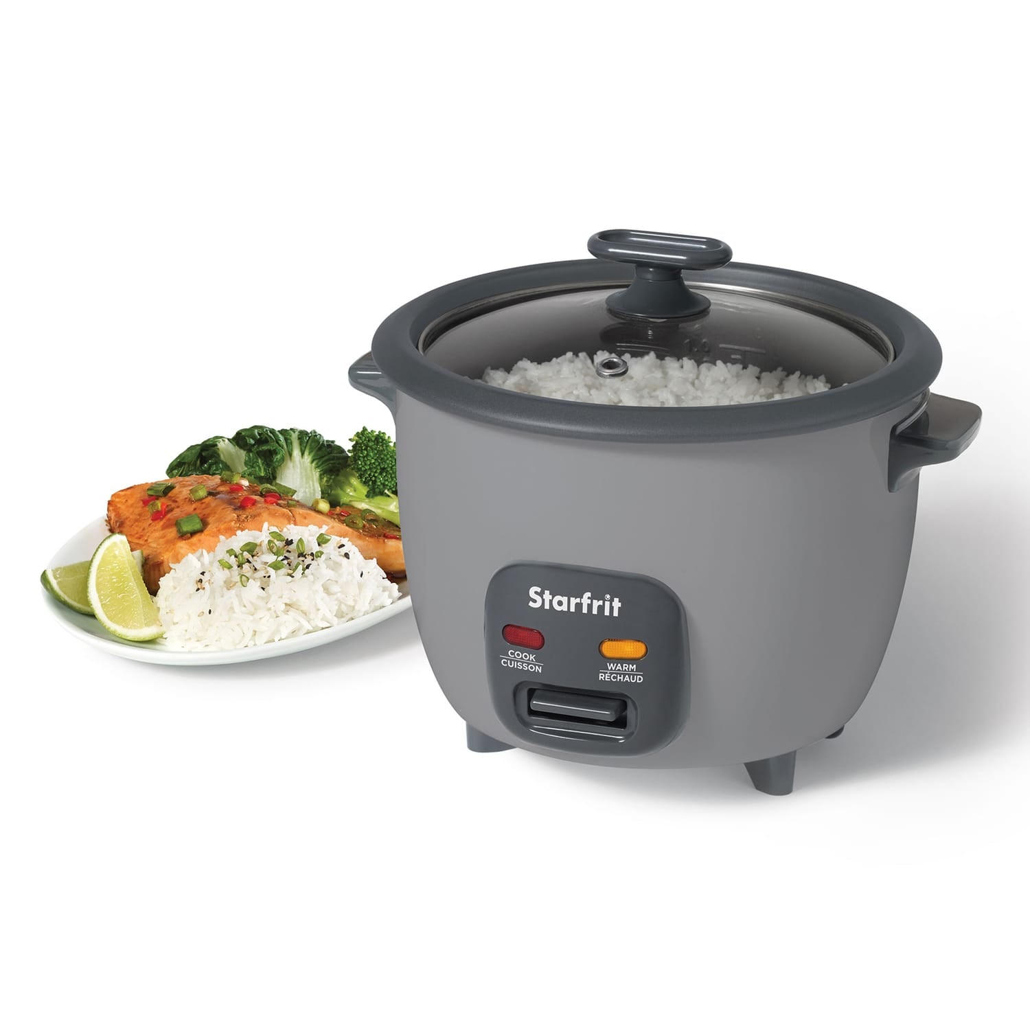 Starfrit 10-Cup 400-Watt Electric Rice Cooker with Non-Stick, PFAS-Free Ceramic Pot, Gray
