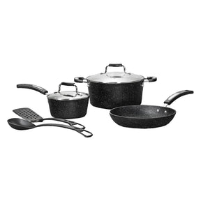THE ROCK by Starfrit 7-Piece Cookware Set w/Bakelite Handles, Black
