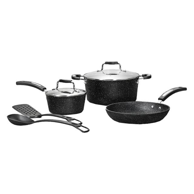 THE ROCK by Starfrit 7-Piece Cookware Set w/Bakelite Handles, Black