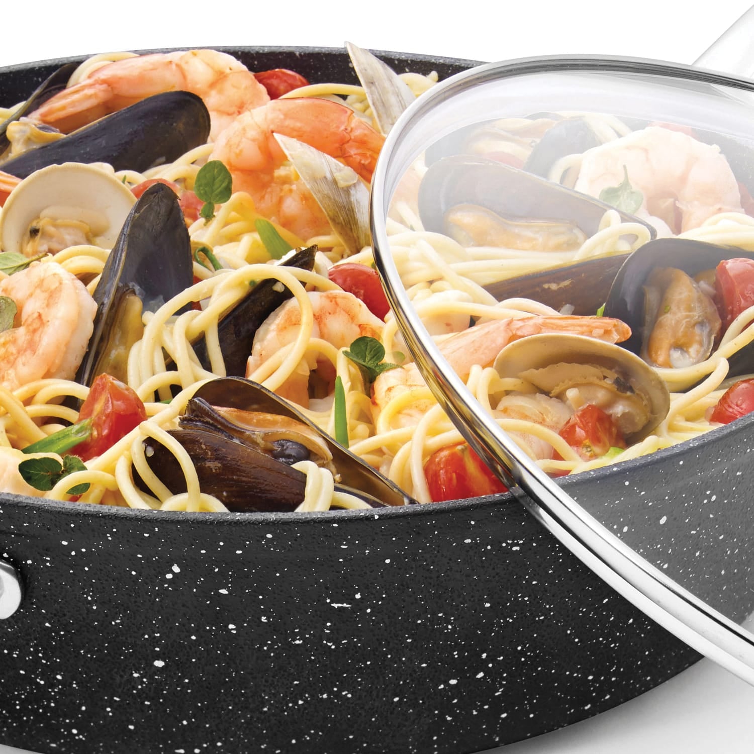 THE ROCK by Starfrit 12-In. Deep Fry Pan with Lid and Bakelite Handle