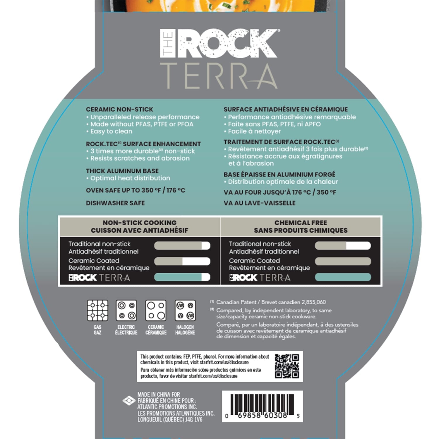THE ROCK by Starfrit Terra Black Marble Non-Stick Fry Pan with Bakelite Handle, 8 In.