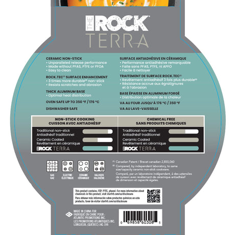 THE ROCK by Starfrit Terra Black Marble Non-Stick Fry Pan with Bakelite Handle, 8 In.