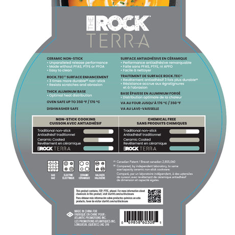 THE ROCK by Starfrit Terra Black Marble Non-Stick Fry Pan with Bakelite Handle, 10 In.