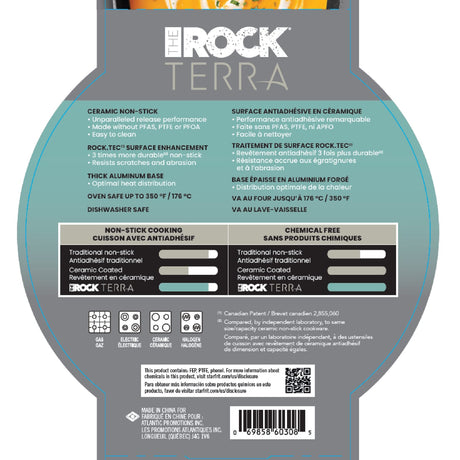 THE ROCK by Starfrit Terra Black Marble 12-In. Non-Stick PFOA-Free Deep Fry Pan with Lid and Bakelite Handle