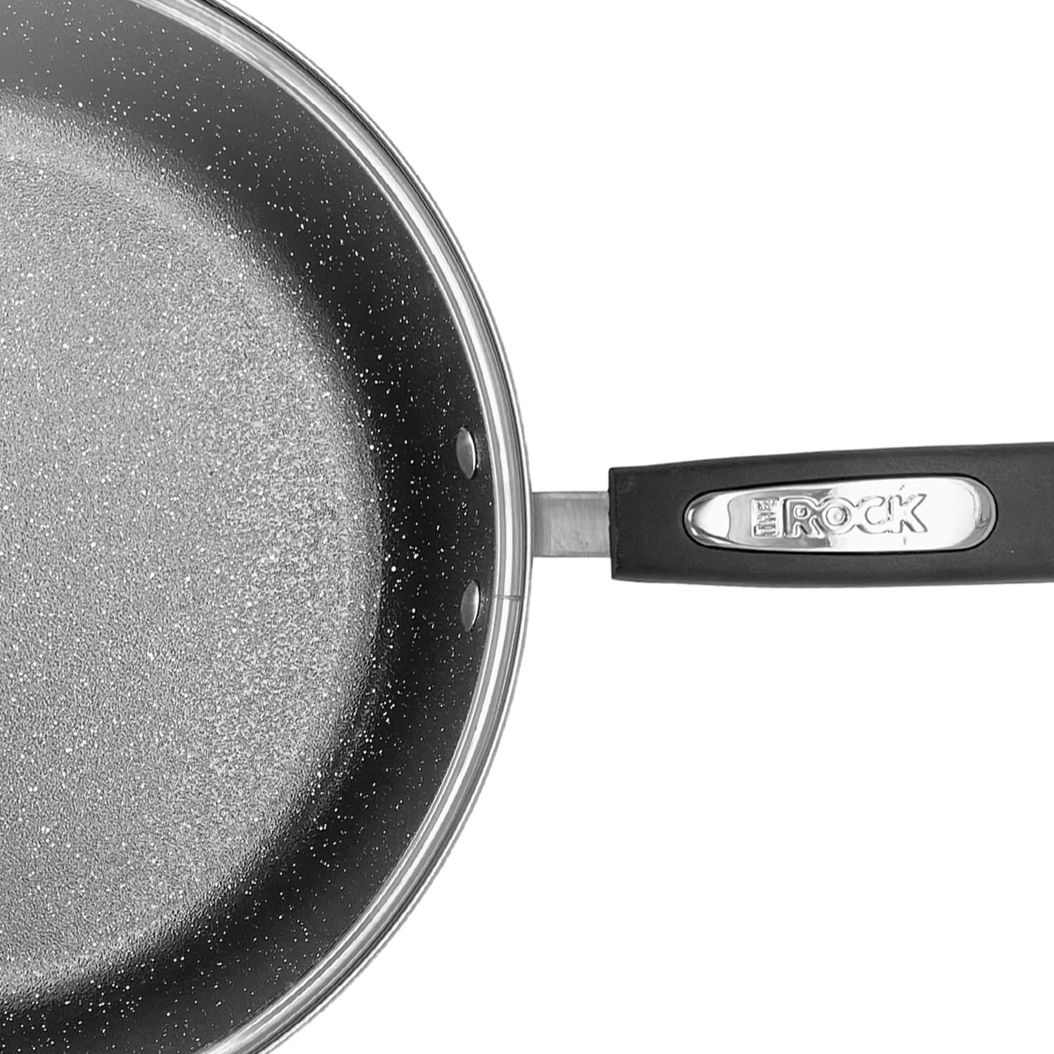 THE ROCK by Starfrit Terra Black Marble 12-In. Non-Stick PFOA-Free Deep Fry Pan with Lid and Bakelite Handle